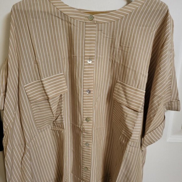 J Jill sandbar/white striped blouse NWOT 2X - Picture 2 of 13